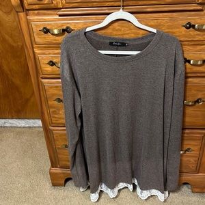 Plus size 3xl tunic round neck blouse coffee color